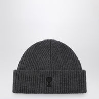 Ami Paris Ami De Coeur Grey Wool Beanie