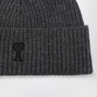 Ami Paris Ami De Coeur Grey Wool Beanie