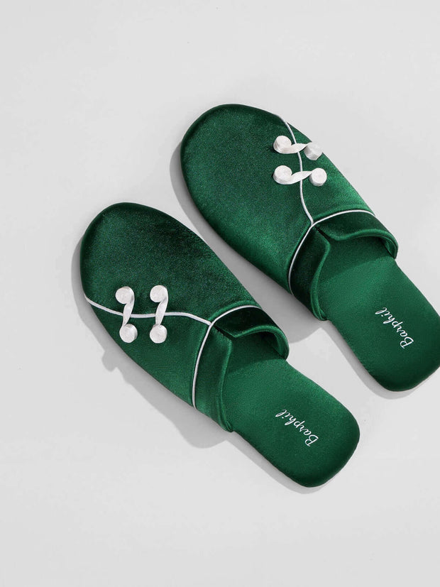 Ulivary Qipao Collar Buckle Asian Style Slippers