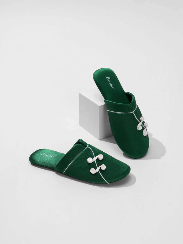 Ulivary Qipao Collar Buckle Asian Style Slippers