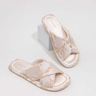 Ulivary Classic Cross-Strap Embroidery Slippers (more colors)