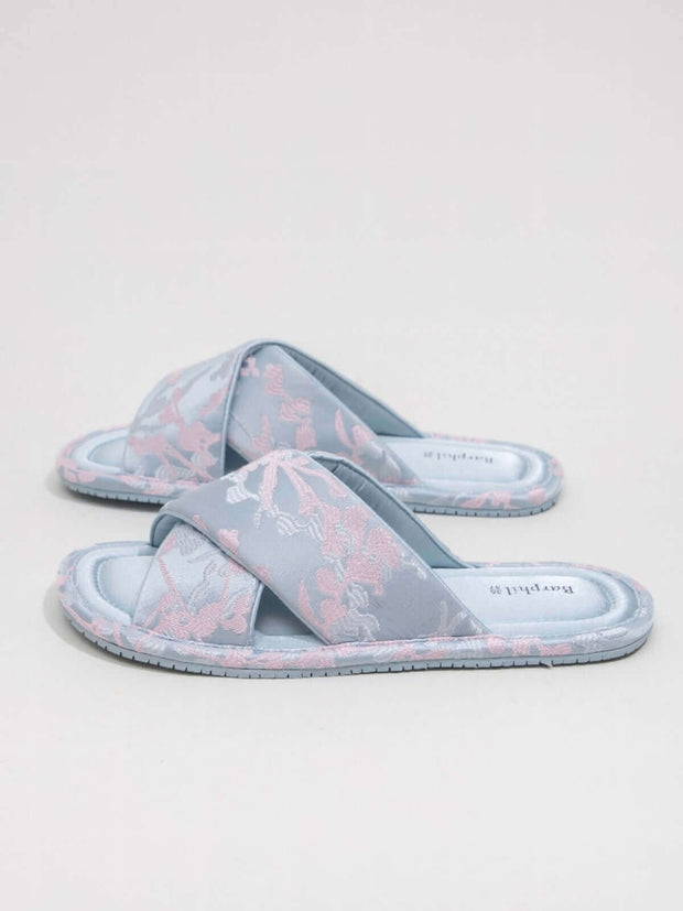 Ulivary Classic Cross-Strap Embroidery Slippers (more colors)