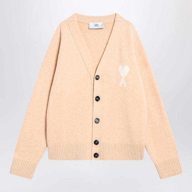 Ami Paris Light Beige Wool Cardigan Ami De Coeur