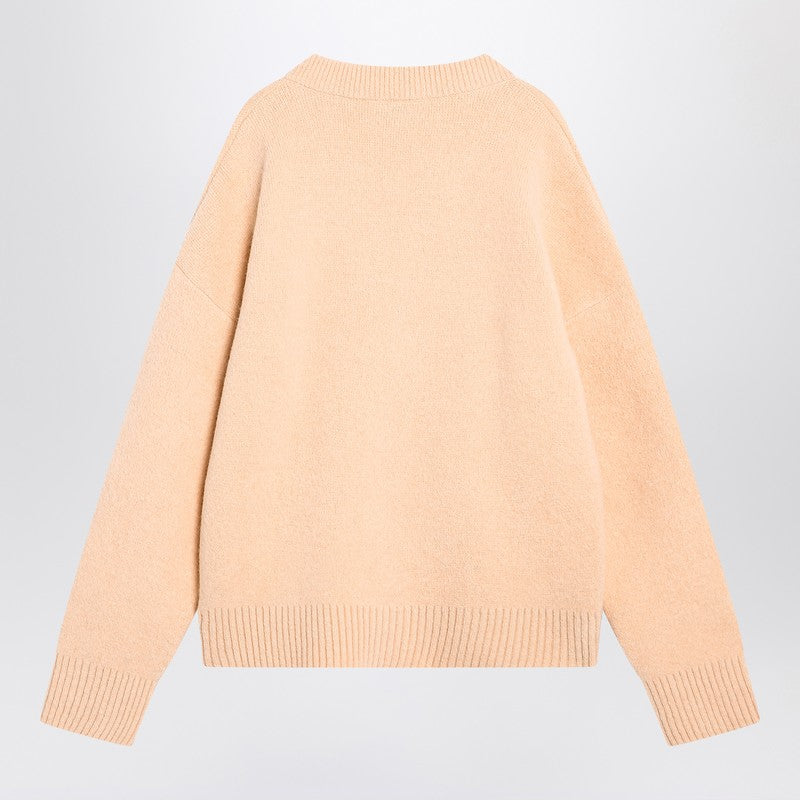 Ami Paris Light Beige Wool Cardigan Ami De Coeur