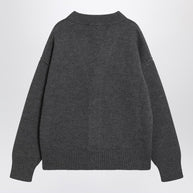 Ami Paris Ami De Coeur Heather Grey Wool Cardigan