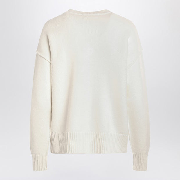 Ami Paris White Wool Cardigan Ami De Coeur
