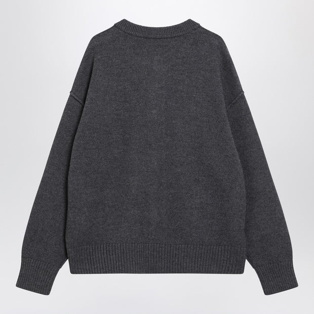 Ami Paris Grey Ami De Coeur Cardigan