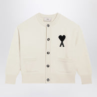 Ami Paris White Ami De Coeur Cardigan