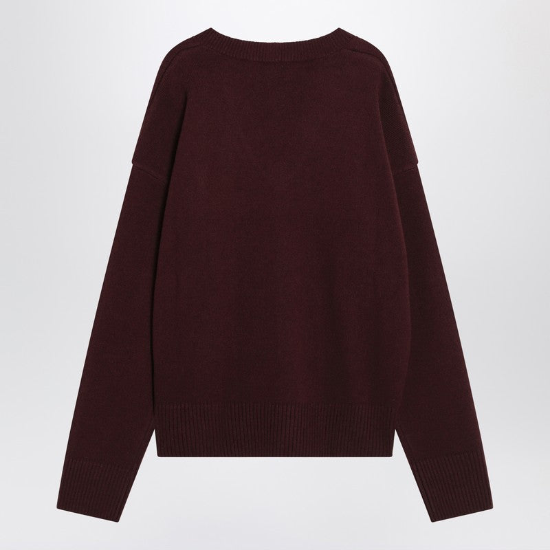 Ami Paris Cherry-coloured Wool And Cashmere Sweater Ami De Coeur