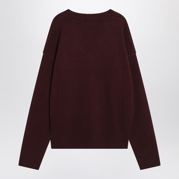 Ami Paris Cherry-coloured Wool And Cashmere Sweater Ami De Coeur