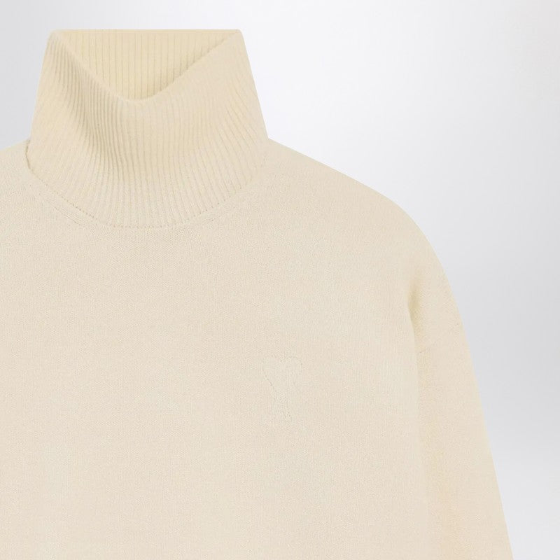 Ami Paris Ivory Ami De Coeur Turtleneck Sweater