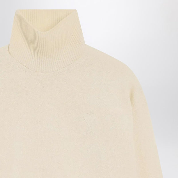 Ami Paris Ivory Ami De Coeur Turtleneck Sweater