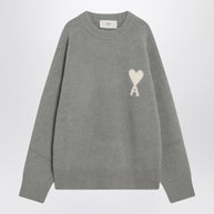 Ami Paris Grey Wool Blend Sweater Ami De Coeur