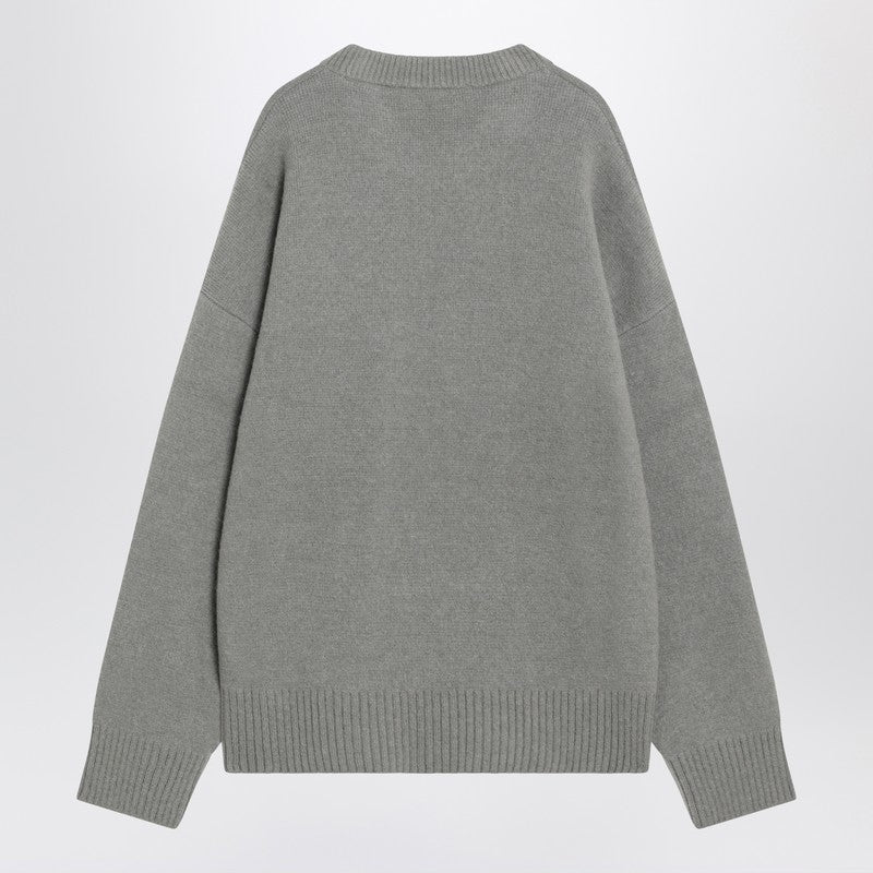 Ami Paris Grey Wool Blend Sweater Ami De Coeur