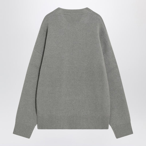 Ami Paris Grey Wool Blend Sweater Ami De Coeur