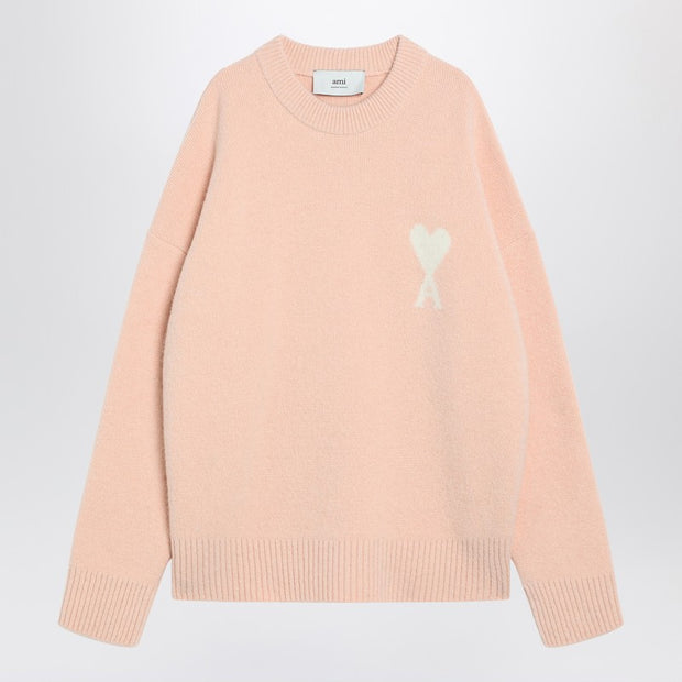 Ami Paris Powder Pink Wool Blend Sweater Ami De Coeur