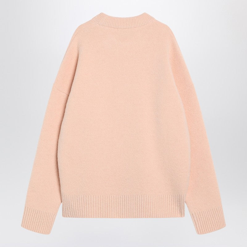 Ami Paris Powder Pink Wool Blend Sweater Ami De Coeur