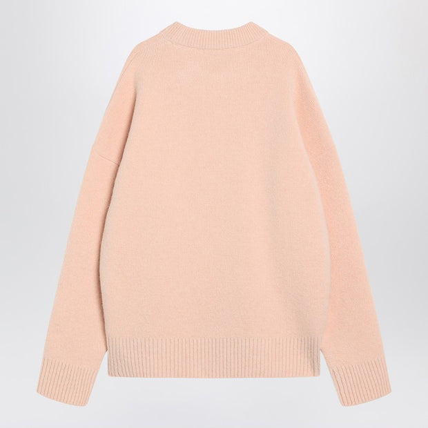Ami Paris Powder Pink Wool Blend Sweater Ami De Coeur