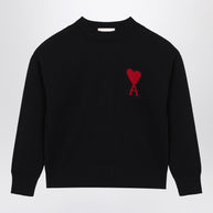 Ami Paris Black Wool Sweater Ami De Coeur