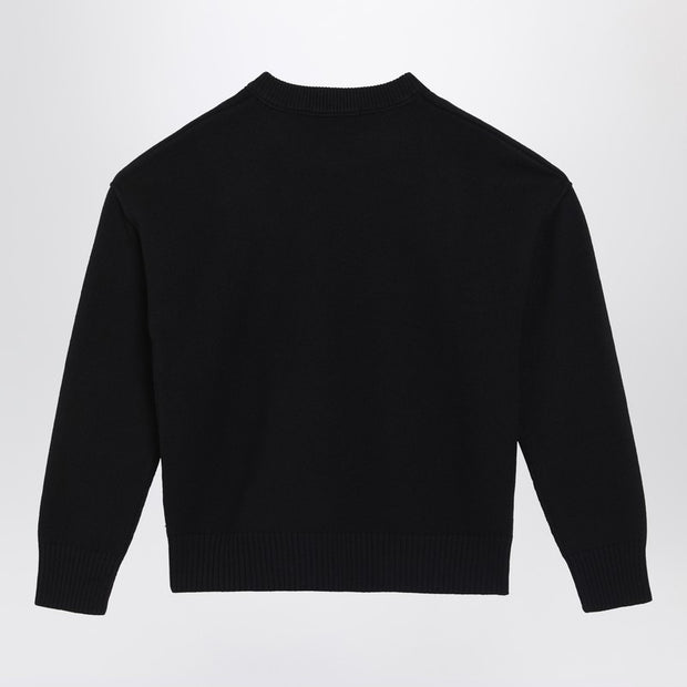 Ami Paris Black Wool Sweater Ami De Coeur