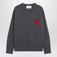 Ami Paris Grey Ami De Coeur Wool Sweater