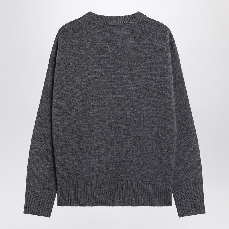 Ami Paris Grey Ami De Coeur Wool Sweater