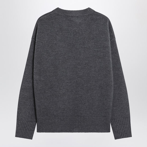Ami Paris Grey Ami De Coeur Wool Sweater
