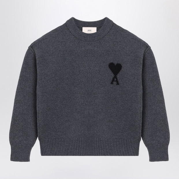 Ami Paris Dark Grey Ami De Coeur Sweater