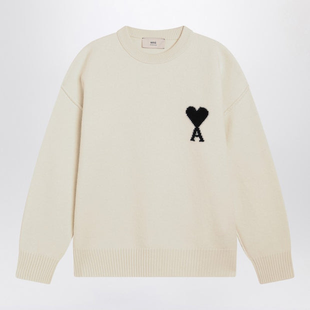 Ami Paris White Ami De Coeur Sweater
