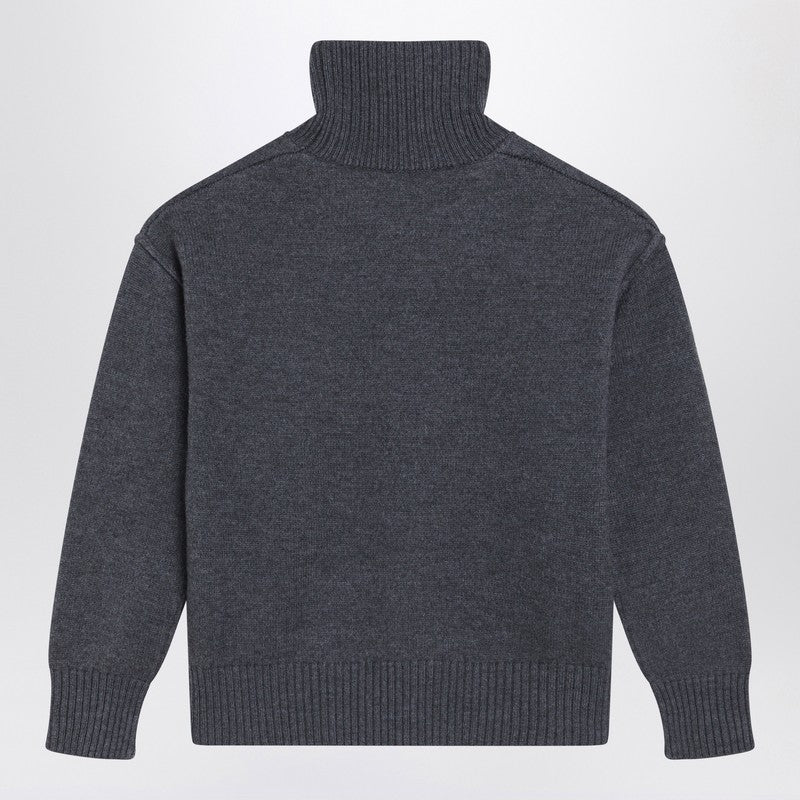 Ami Paris Turtleneck Sweater Ami De Coeur Grey