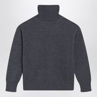 Ami Paris Turtleneck Sweater Ami De Coeur Grey