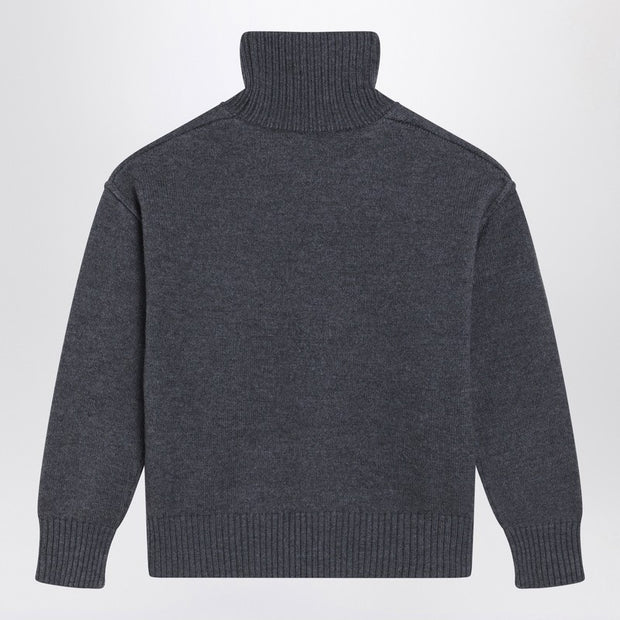 Ami Paris Turtleneck Sweater Ami De Coeur Grey
