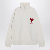 Ami Paris White Ami De Coeur Turtleneck Sweater