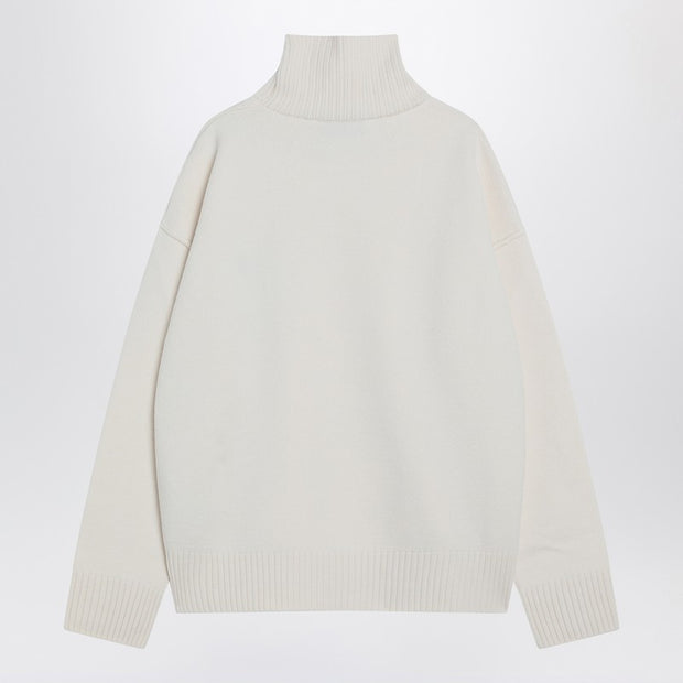 Ami Paris White Ami De Coeur Turtleneck Sweater