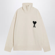 Ami Paris Turtleneck Sweater Ami De Coeur White