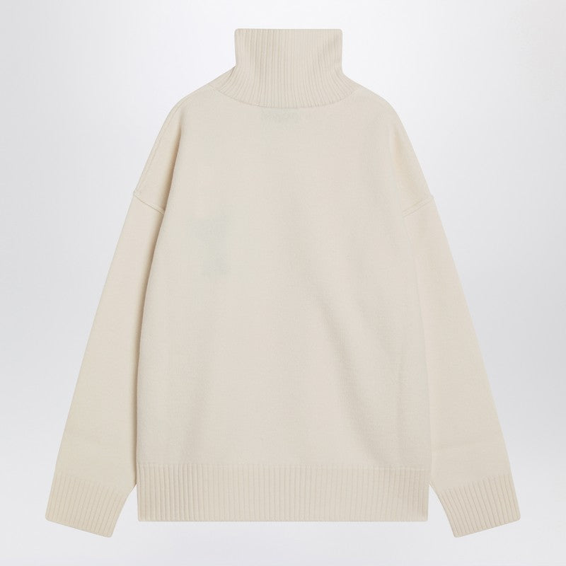 Ami Paris Turtleneck Sweater Ami De Coeur White