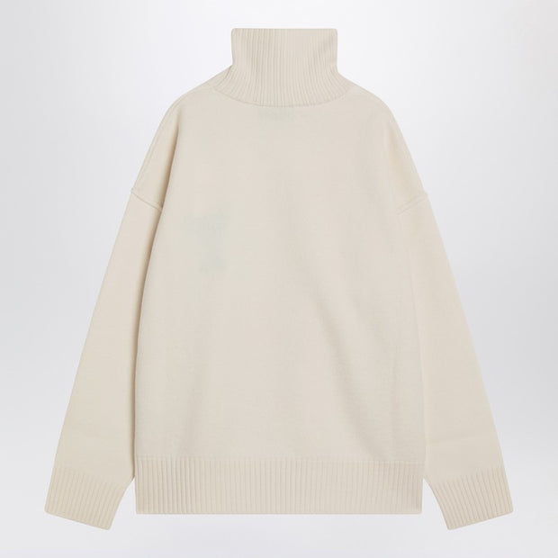 Ami Paris Turtleneck Sweater Ami De Coeur White