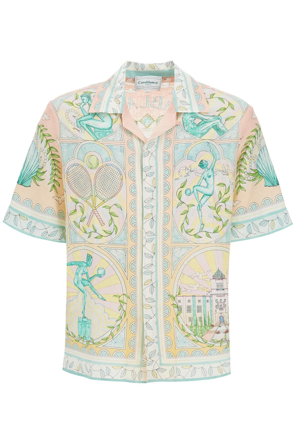 Casablanca Art Deco Short-Sleeved Linen Shirt