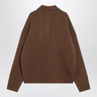 Ami Paris Ami De Coeur Polo Sweater In Hazelnut Color