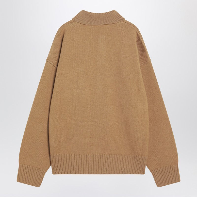 Ami Paris Camel-coloured Ami De Coeur Polo Sweater