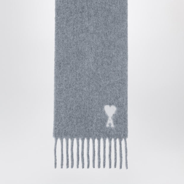 Ami Paris Grey Ami De Coeur Scarf