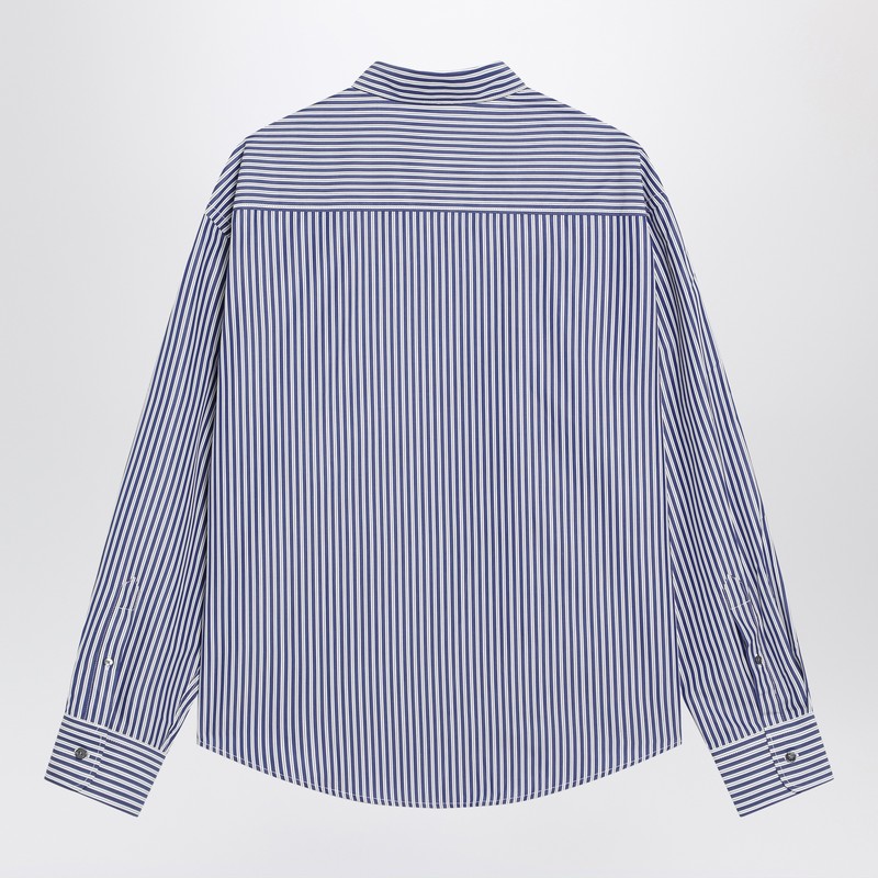 Ami Paris Ami De Coeur Striped Shirt In White And Blue