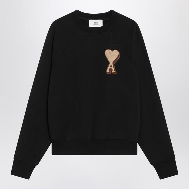 Ami Paris Black Ami De Coeur Crew Neck Jumper