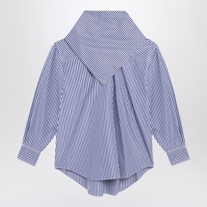 Ami Paris Blue Striped Poplin Shirt With Scarf