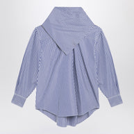 Ami Paris Blue Striped Poplin Shirt With Scarf