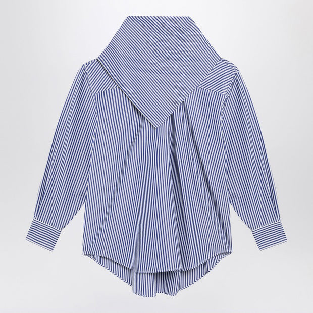 Ami Paris Blue Striped Poplin Shirt With Scarf