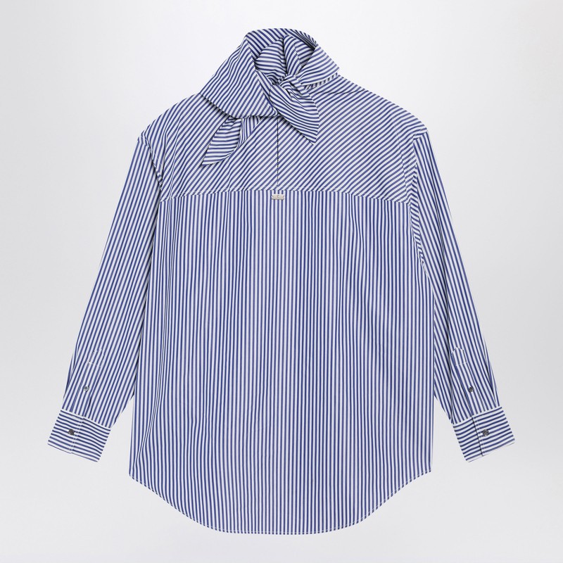 Ami Paris Blue Striped Poplin Shirt With Scarf
