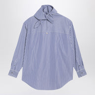 Ami Paris Blue Striped Poplin Shirt With Scarf