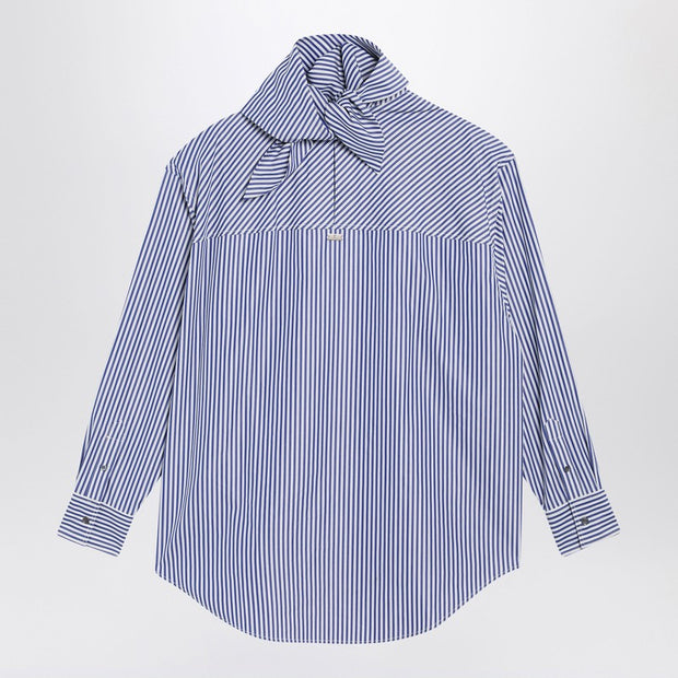 Ami Paris Blue Striped Poplin Shirt With Scarf