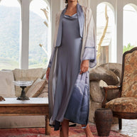 Ulivary Asian Vintage Texture Painting Pajama Set 2Pcs With Robe And Dress